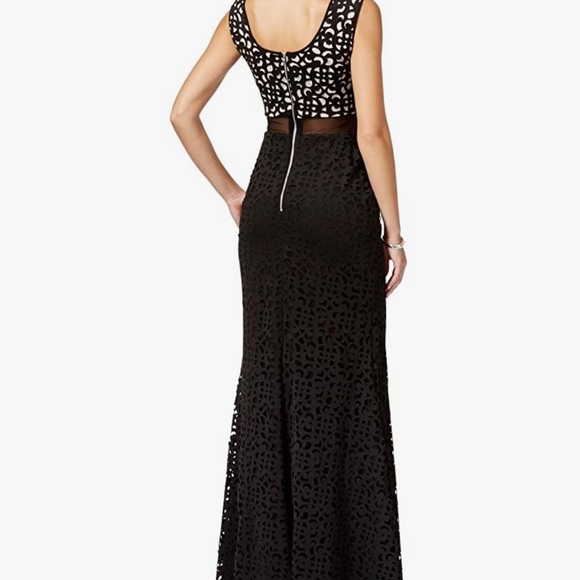 XSCAPE Long Laser Cut Middle Illusion Gown - Picture 2 of 10